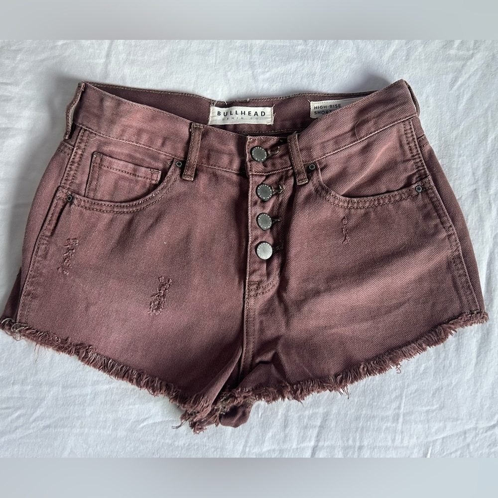 PacSun Bullhead Denim Dusty Rose/ Rust High-Rise Short Size 25